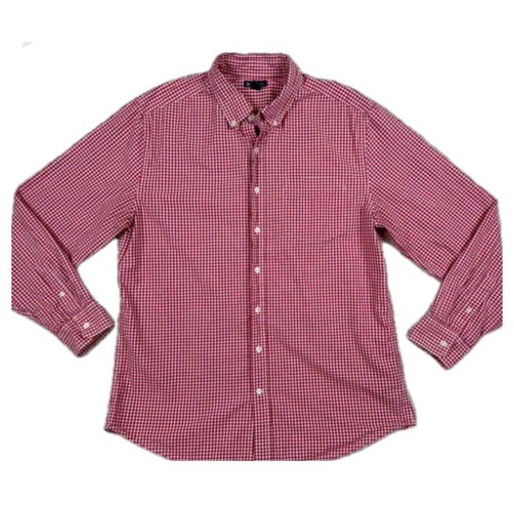 GAP Men's Slim Fit XL Button Down Long Sleeve Red/White Checkered Shirt #1559